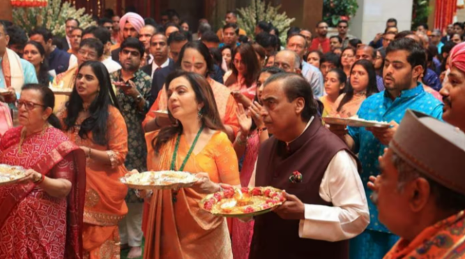 Mukesh Ambani Joins Ram Mandir Consecration Ceremony with Family