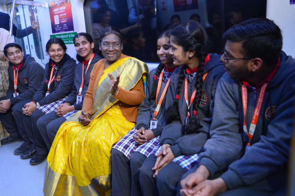 President Droupadi Murmu Takes Metro Ride In Delhi, Engages with School Students