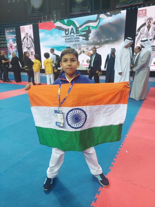First UAE International Karate Open Championship: Gurgaon native Viraj Katyayan, eight years old, won silver Medal, honoring the nation and Haryana state.