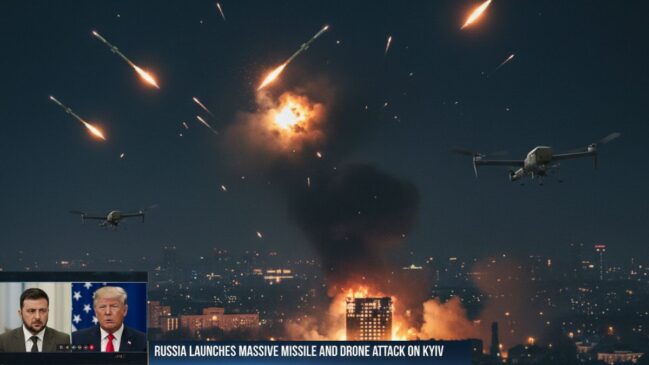 Russia Launches Massive Missile and Drone Attack on Kyiv Ahead of Zelenskyy–Trump Peace Talks
