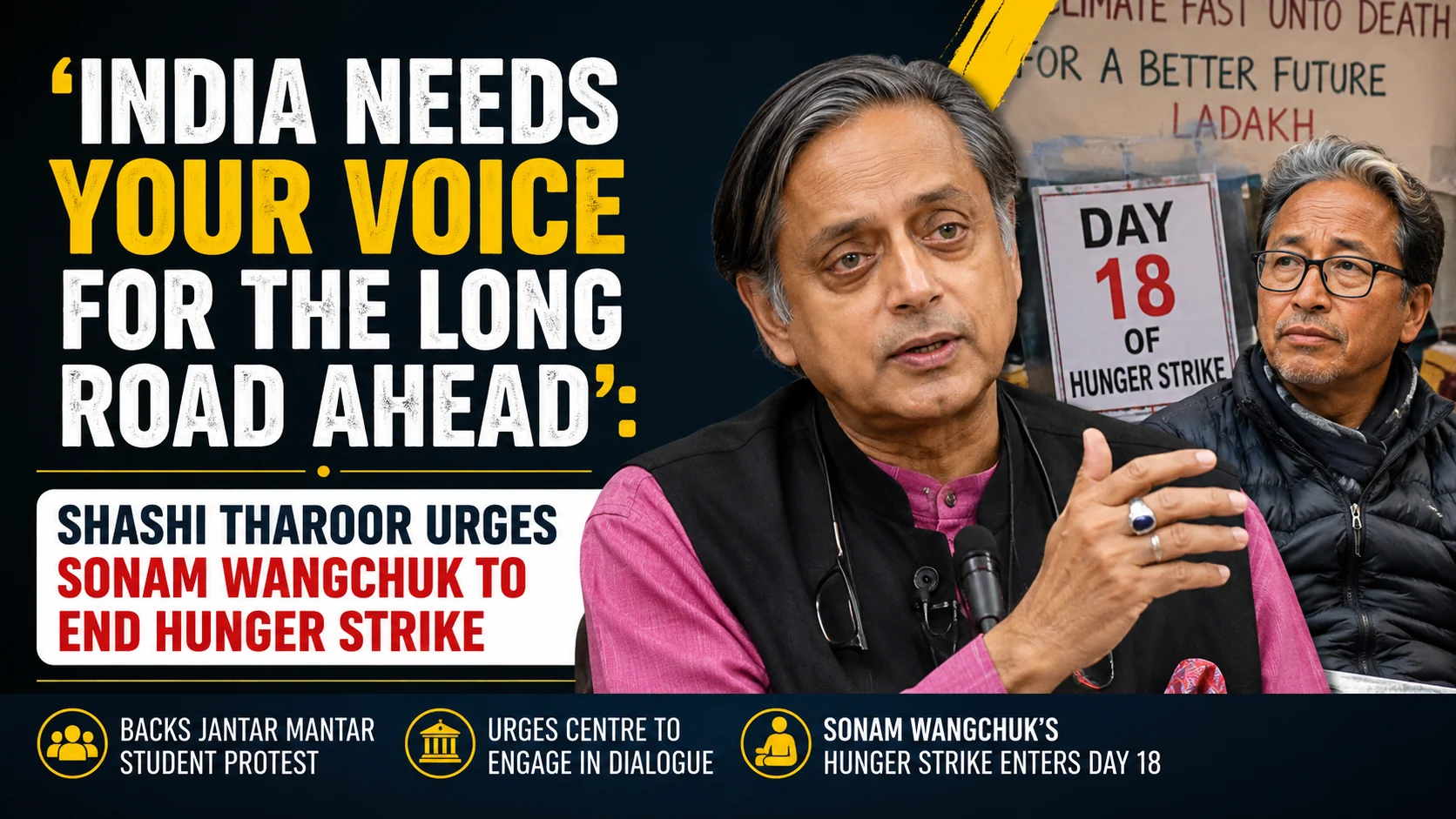 'India Needs Your Voice for the Long Road Ahead': Shashi Tharoor Urges Sonam Wangchuk to End Hunger Strike