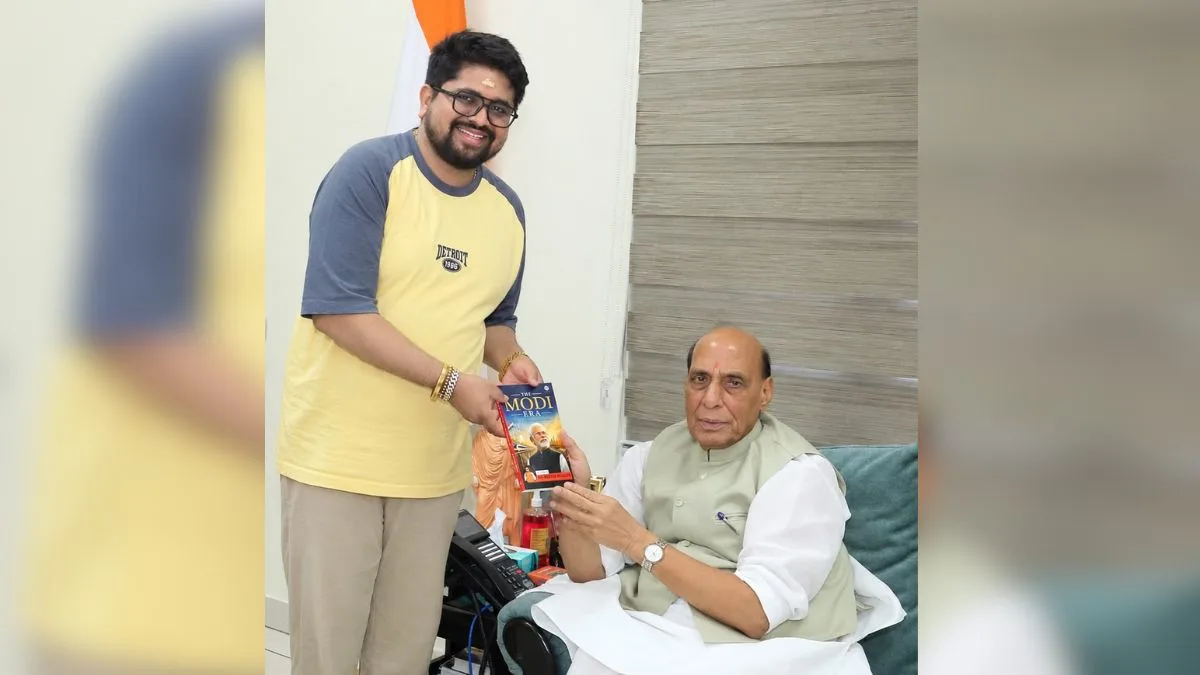 Rajnath Singh Meets Dr Bhargav Mallappa as Author Presents Book on Digital India