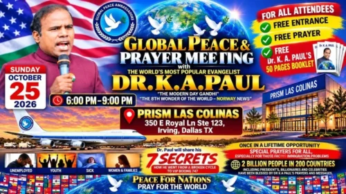 Dr. K. A. Paul to Lead Global Peace Rally in Dallas on October 25